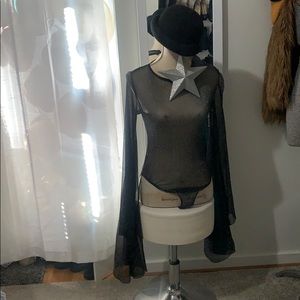 SHEIN glitter mesh body suit